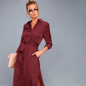 Chic Burgundy Shirt Dress